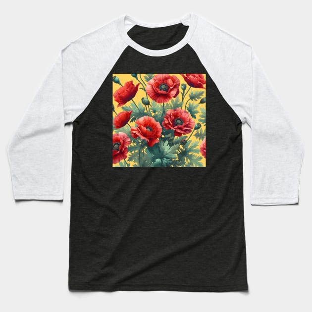 Red Poppy Flower Baseball T-Shirt by Jenni Arts